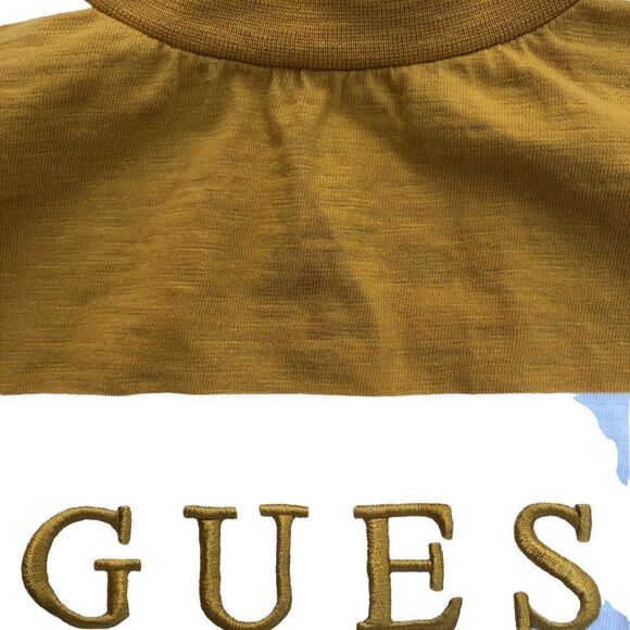 STRIPED Guess Shirt Large Horizontal Stripe Yellow - Picture 7 of 7